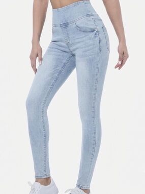 Guess| Sleek Light Blue Denim Pull-On 9” High-Rise Jeggings Sz 26